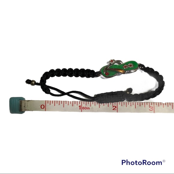 Adjustable Braided Rope Bracelets 1 Flip Flop and 1 Green Sparkling Beads - Picture 6 of 7